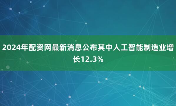 2024年配资网最新消息公布其中人工智能制造业增长12.3%